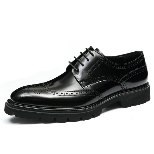 Cowhide British Carved Leather Shoes — Men&
