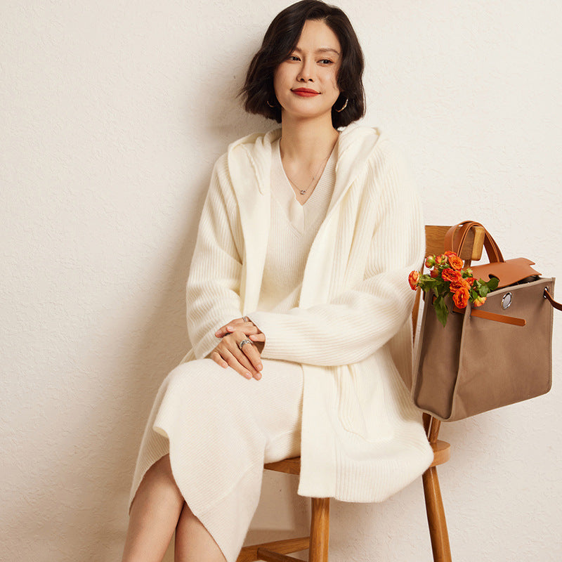 Cashmere Hooded Cardigan Coat — 3 Colours