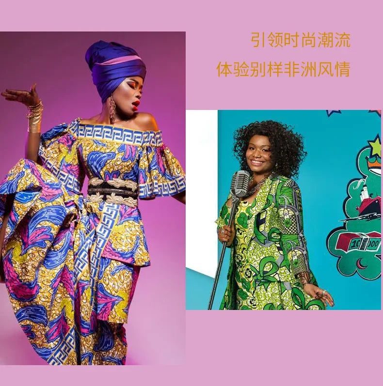 Ankara African green printed geometric batik fabric  Wax Dress Sewing Tissu Craft DIY Textile Material For Wedding 6Yards