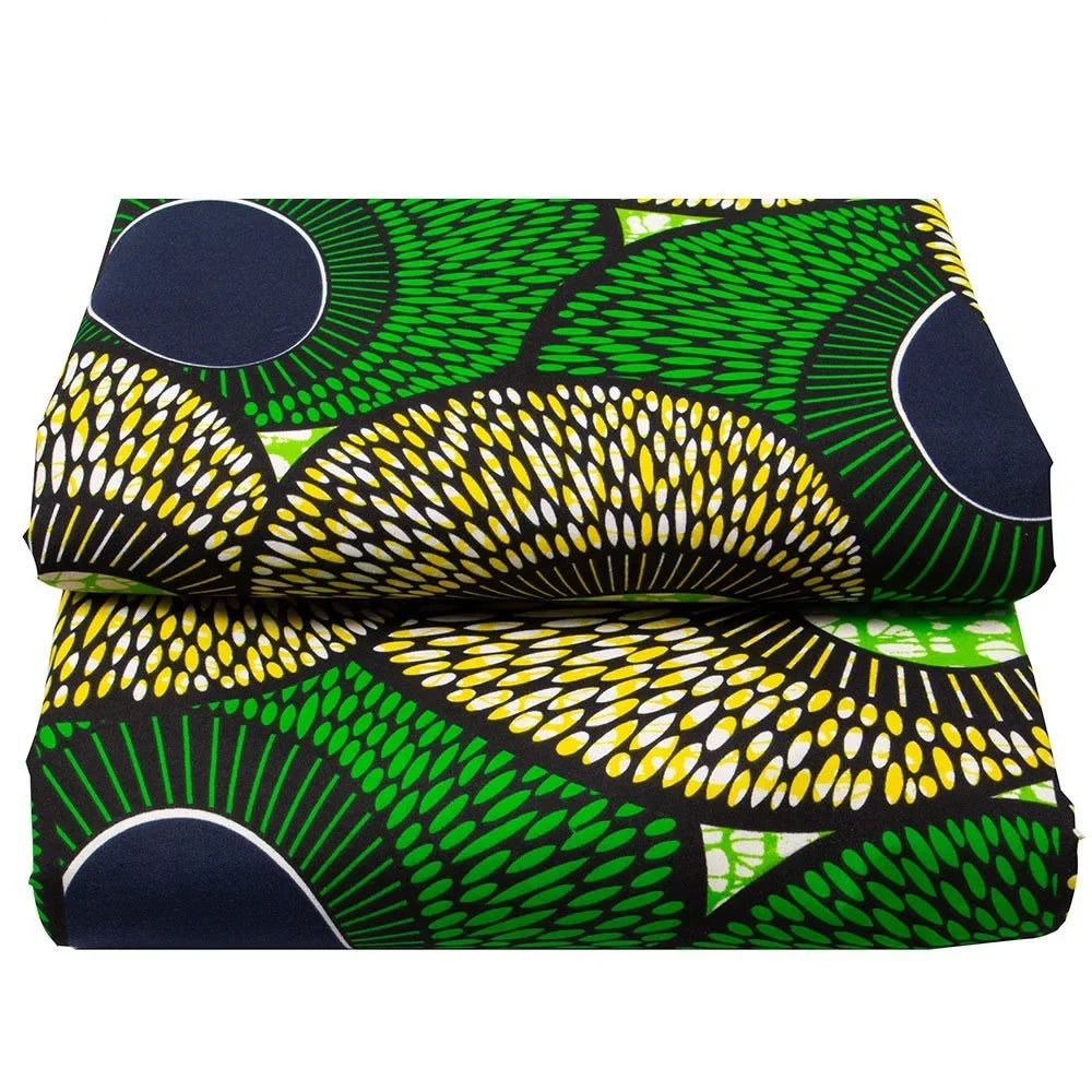 Ankara African green printed geometric batik fabric  Wax Dress Sewing Tissu Craft DIY Textile Material For Wedding 6Yards