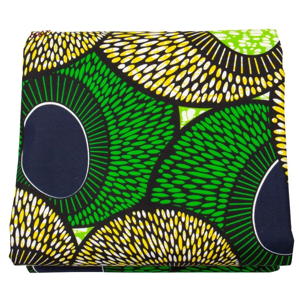 Ankara African green printed geometric batik fabric  Wax Dress Sewing Tissu Craft DIY Textile Material For Wedding 6Yards