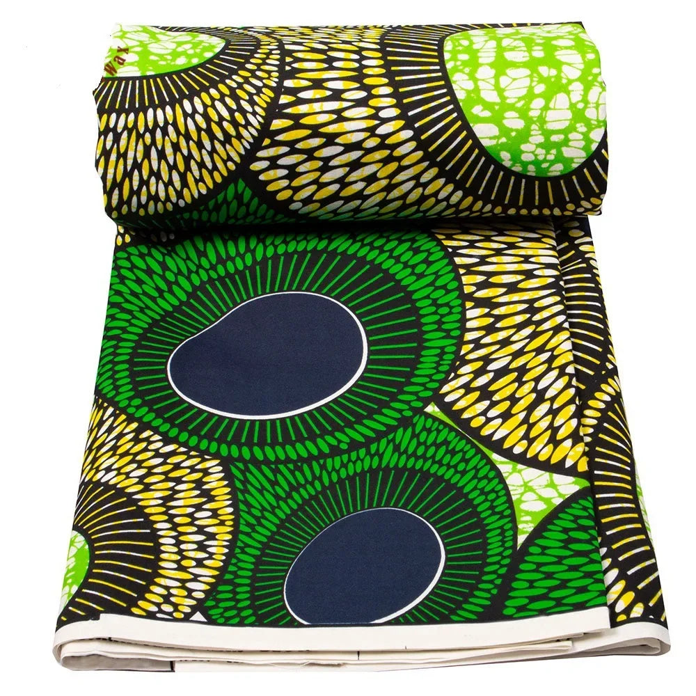 Ankara African green printed geometric batik fabric  Wax Dress Sewing Tissu Craft DIY Textile Material For Wedding 6Yards