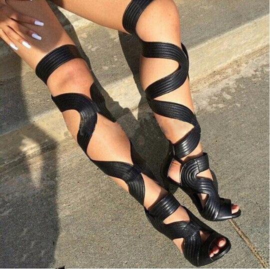 Stiletto Peep Toe Sandal Boots — Women&