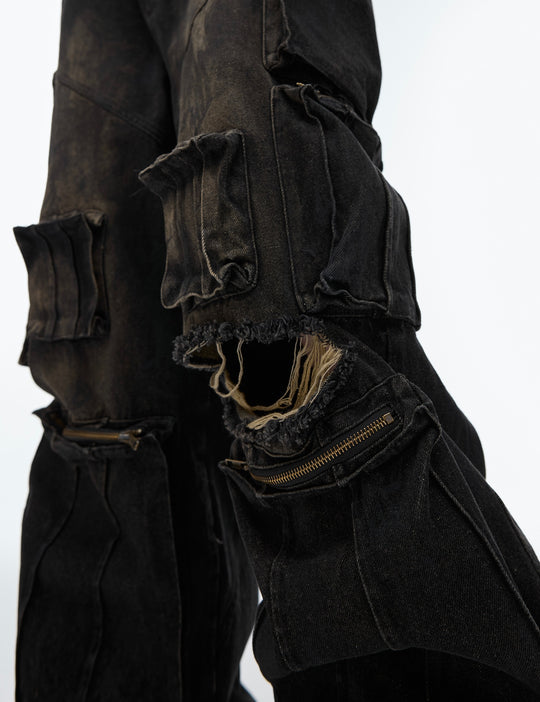 Hand-Painted Distressed Jeans — Men&