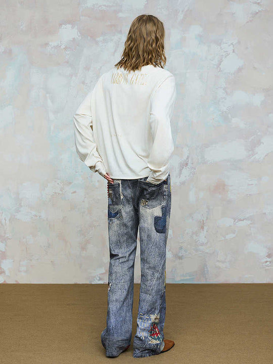 Digital Art Distressed Jeans — Unisex
