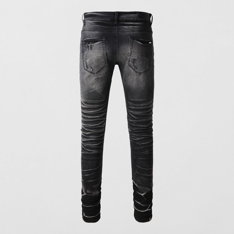 Heritage Distressed Patch Denim — Vintage Wash