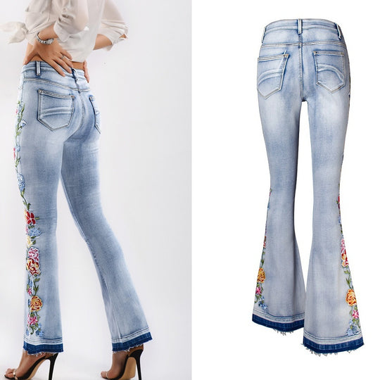 ShopBAM — 3D Embroidery Flared Jeans — Women&