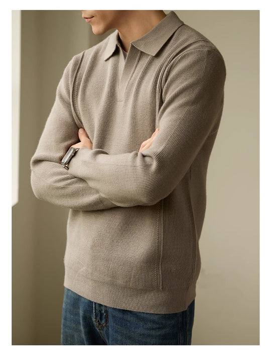 Polo Collar Wool Blend Sweater — Men&
