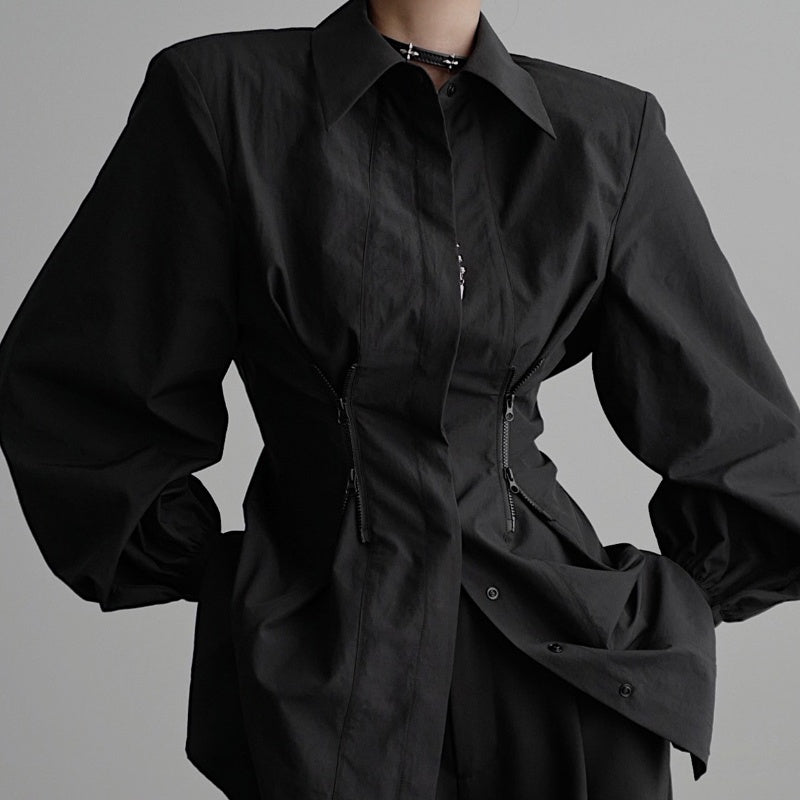 ShopBAM — Loose Zip-Front Long Sleeve Shirt — Women's