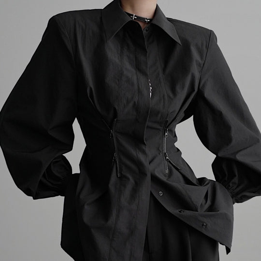 ShopBAM — Loose Zip-Front Long Sleeve Shirt — Women&