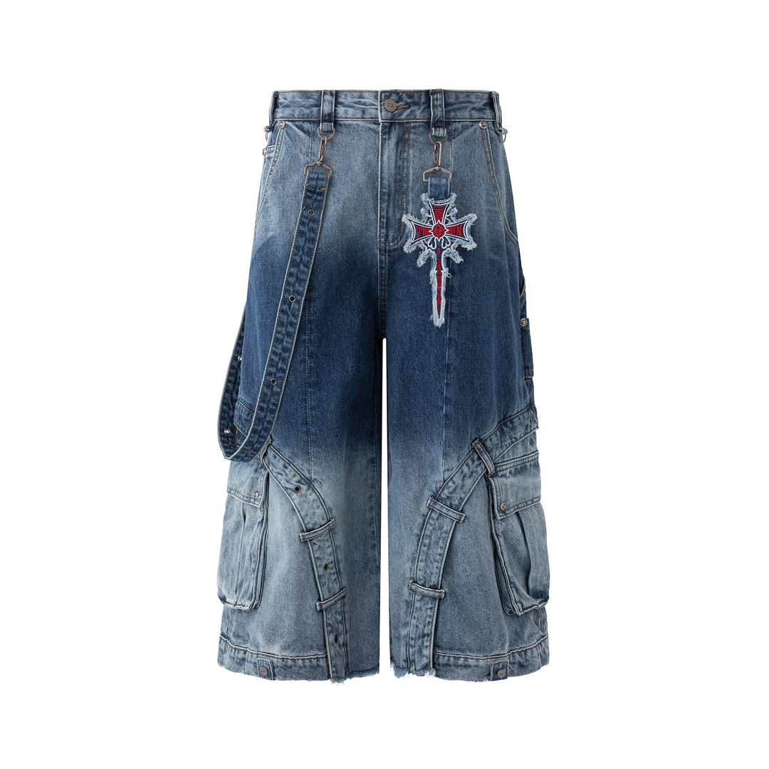 Patchwork Gradient Retro Heavy-Wash Denim — Multi-Tone