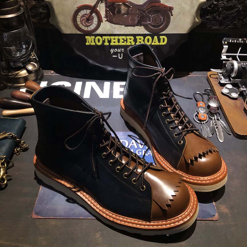 American Retro Thick-Sole High-Top Casual Boots — Men's