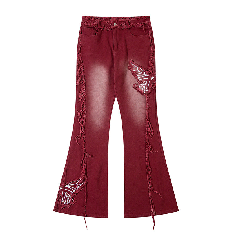 Retro Butterfly Embroidered Jeans — Women&