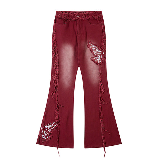 Retro Butterfly Embroidered Jeans — Women&