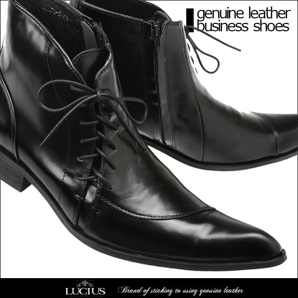 British Design Leather Pointed Men's Boots