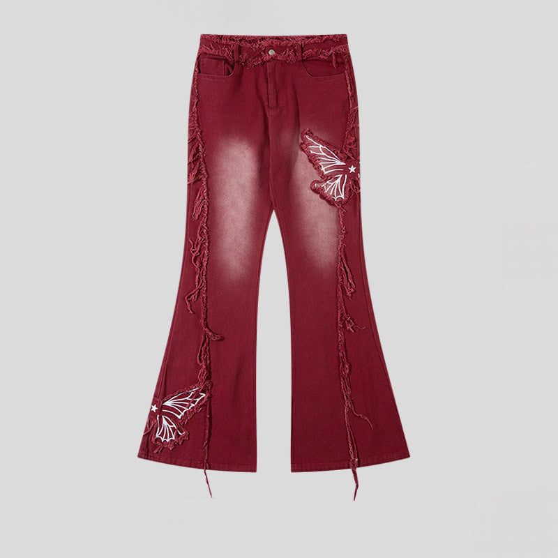 ShopBAM — Retro Butterfly Embroidered Jeans — Women's