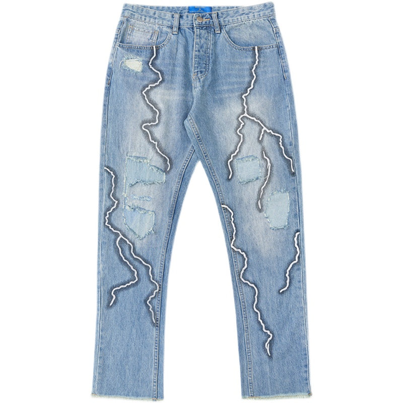 Lightning Stitch Ragged Jeans — Women&