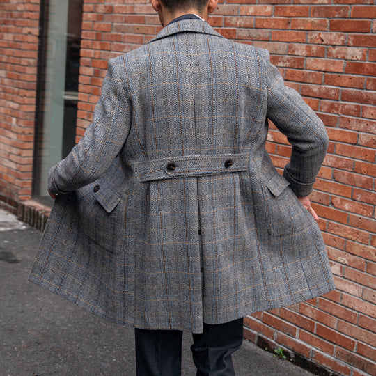 Retro Wool Plaid Polo Coat