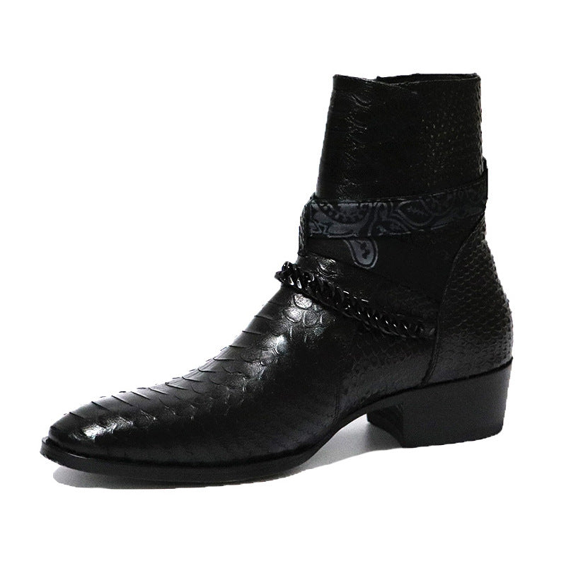 Serpentine Pointed Flower Chelsea Boots — Men&