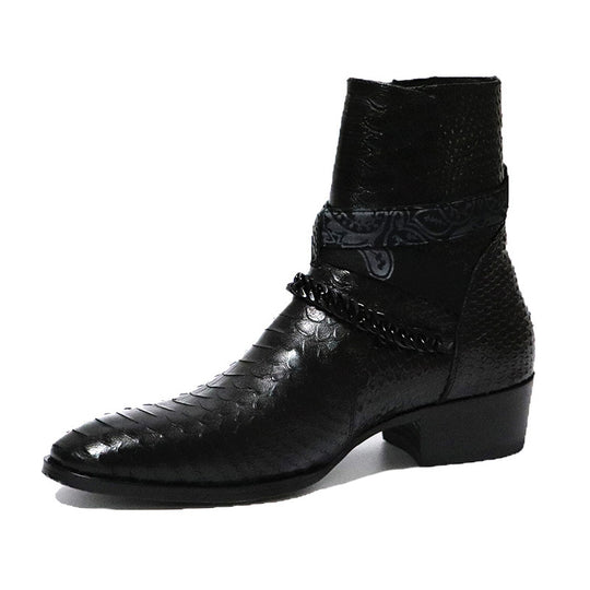 Serpentine Pointed Flower Chelsea Boots — Men&