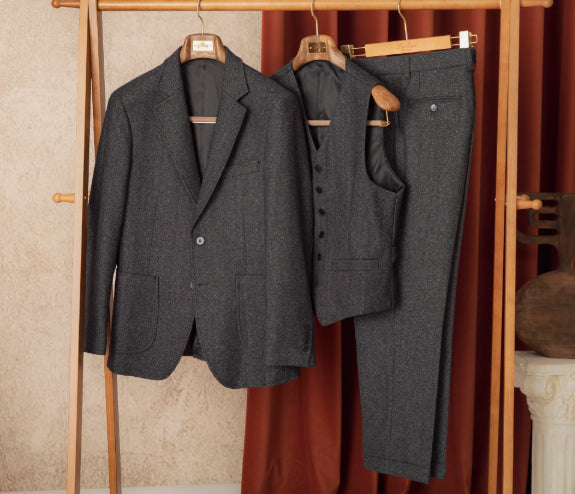 Herringbone Wool Slim Fit Suit — Men&