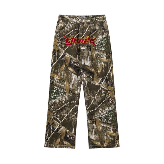 Camo Alphabet Embroidered Jeans — Women&