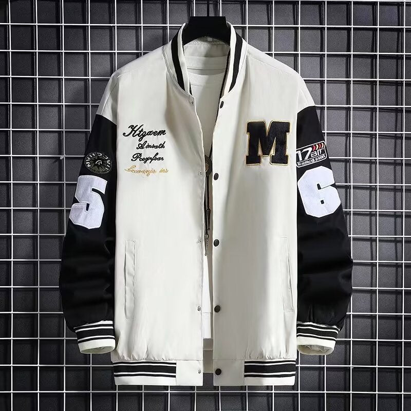 Letter Print Baseball Jacket — Men&