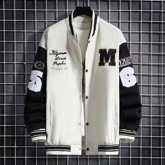 Letter Print Baseball Jacket — Men&