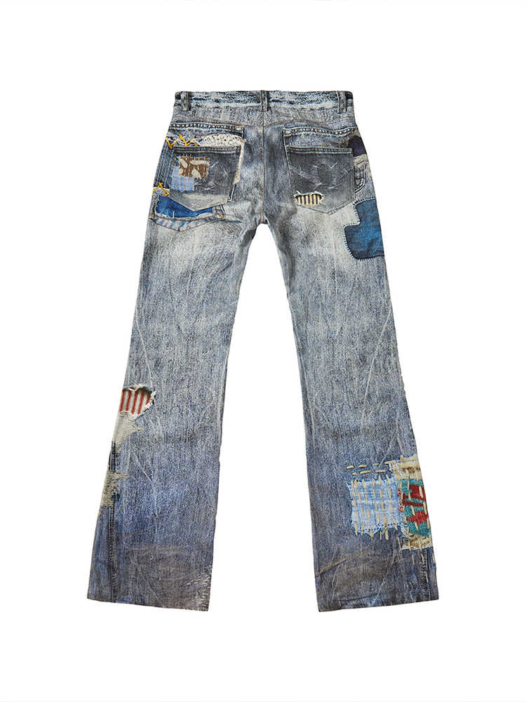 Digital Art Distressed Jeans — Unisex