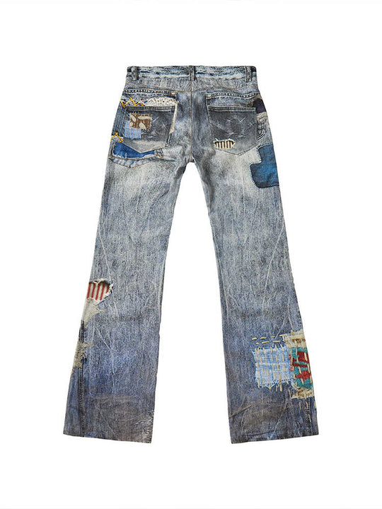 Digital Art Distressed Jeans — Unisex