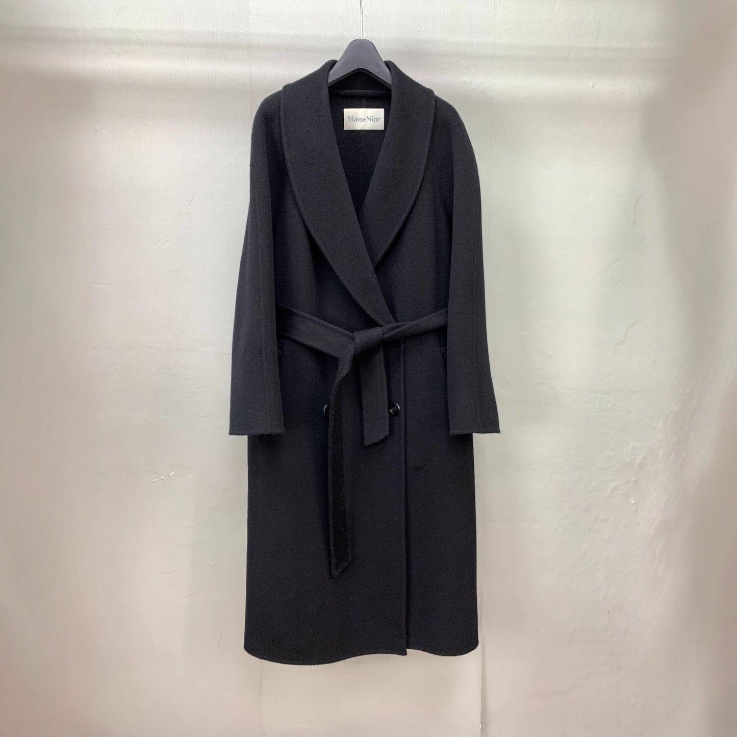 Long Double-Faced Wool Coat With A Tie Closure