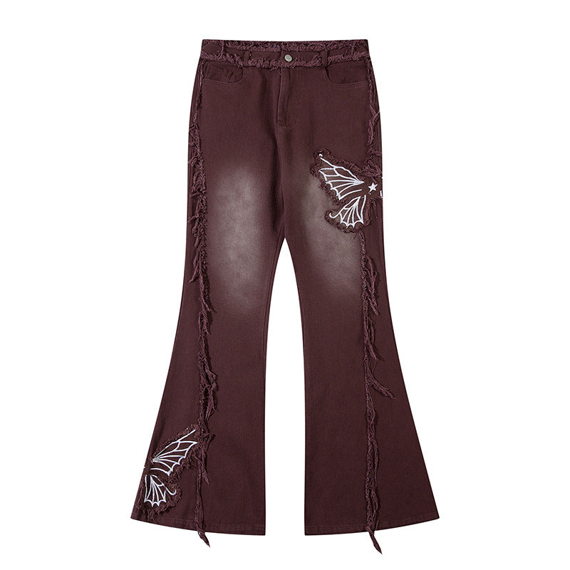 Retro Butterfly Embroidered Jeans — Women's
