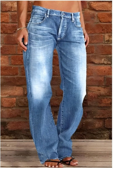 Ripped Loose Wide-Leg Jeans — Women&