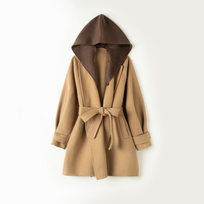 Contrast Colour Wool Overcoat — Mid-Length