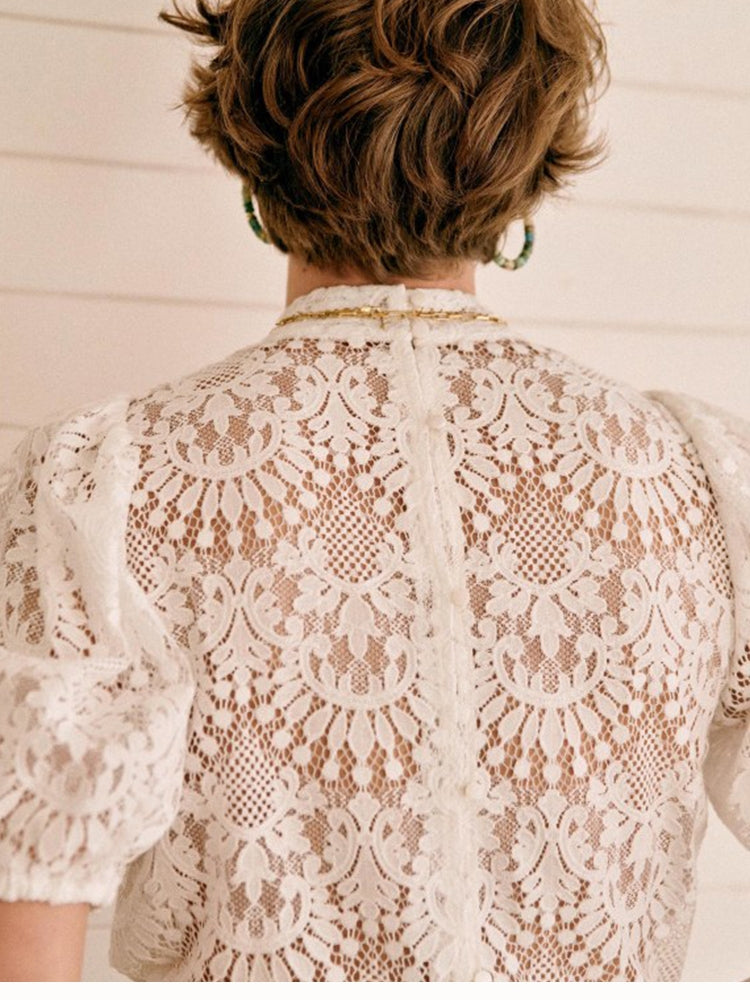 Lace Bubble Sleeve Shirt Top — Women&