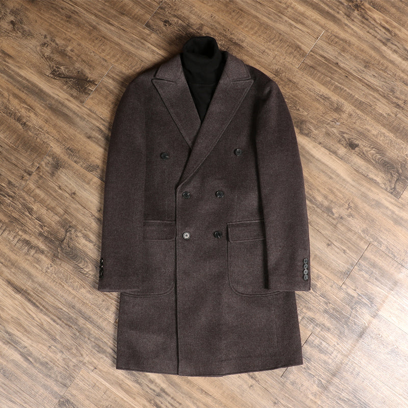 Herringbone Wool Coat — Double Breasted