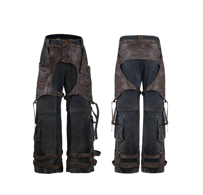Retro Deconstructed Denim Overalls — Men&