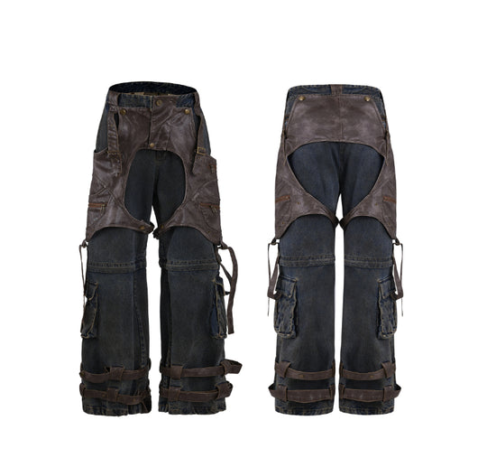 Retro Deconstructed Denim Overalls — Men&