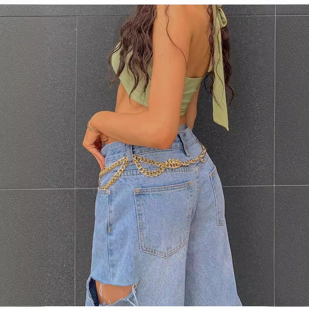 Asymmetric Low-Waist Distressed Jeans — Women&