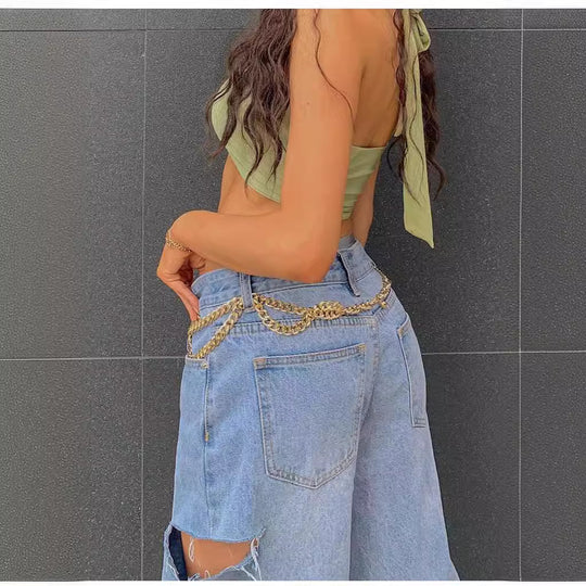 Asymmetric Low-Waist Distressed Jeans — Women&