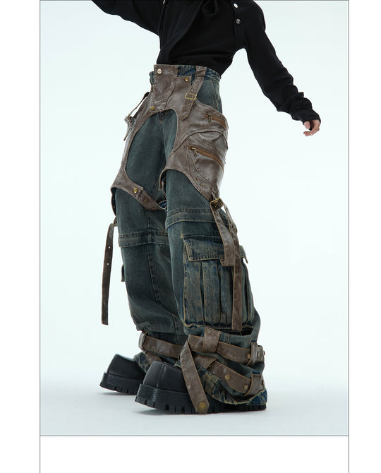 Retro Deconstructed Denim Overalls — Men&
