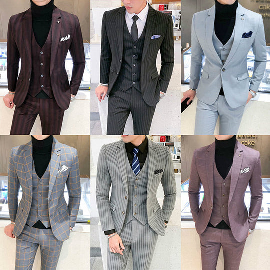 Striped Three-Piece Suit Set — Men&