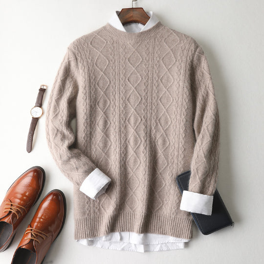 Jacquard Round Neck Pullover — Men&
