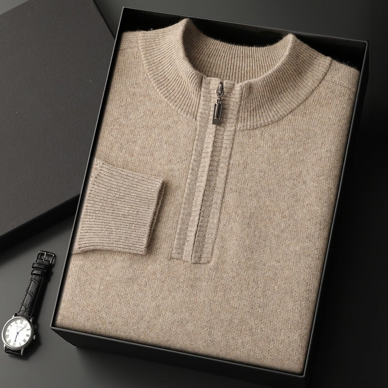 Half-Zip Wool Pullover Sweater — Men&