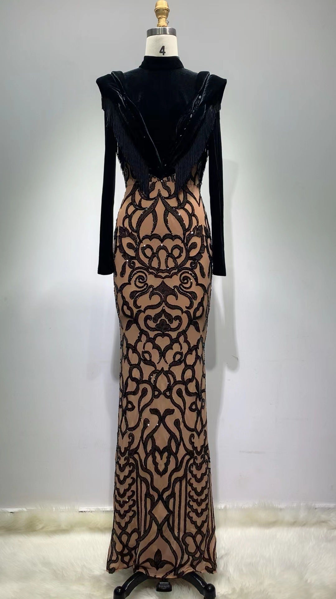 Sequin Tassel Long Sleeve Dress — Women&