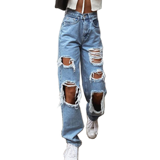 American Retro Distressed Wide-Leg Jeans — Women&