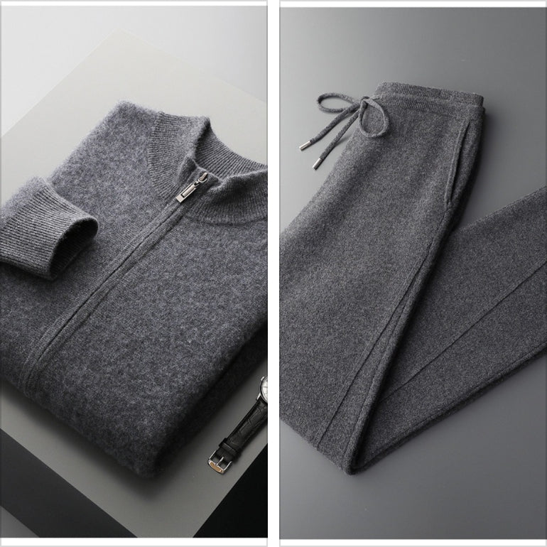 Double-Faced Wool Knit Zip Sweater — Men&