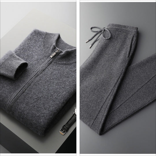Double-Faced Wool Knit Zip Sweater — Men&