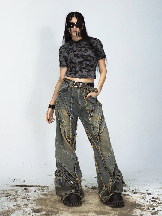 Destroyed Wide-Leg Jeans — Unisex