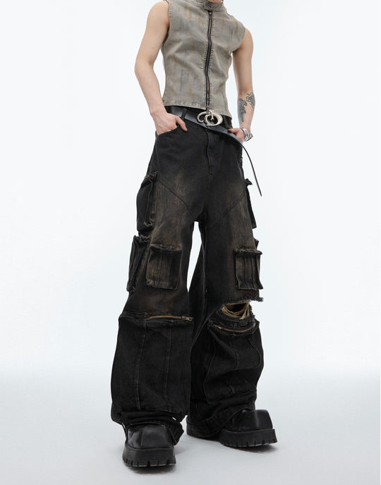 Hand-Painted Distressed Jeans — Men&